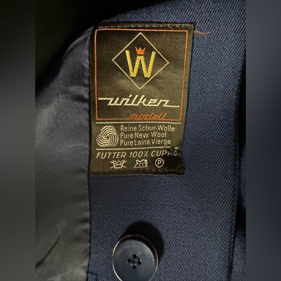 Wilken modell women’s navy blue button wool blazer business casual vintage large - Picture 5 of 6